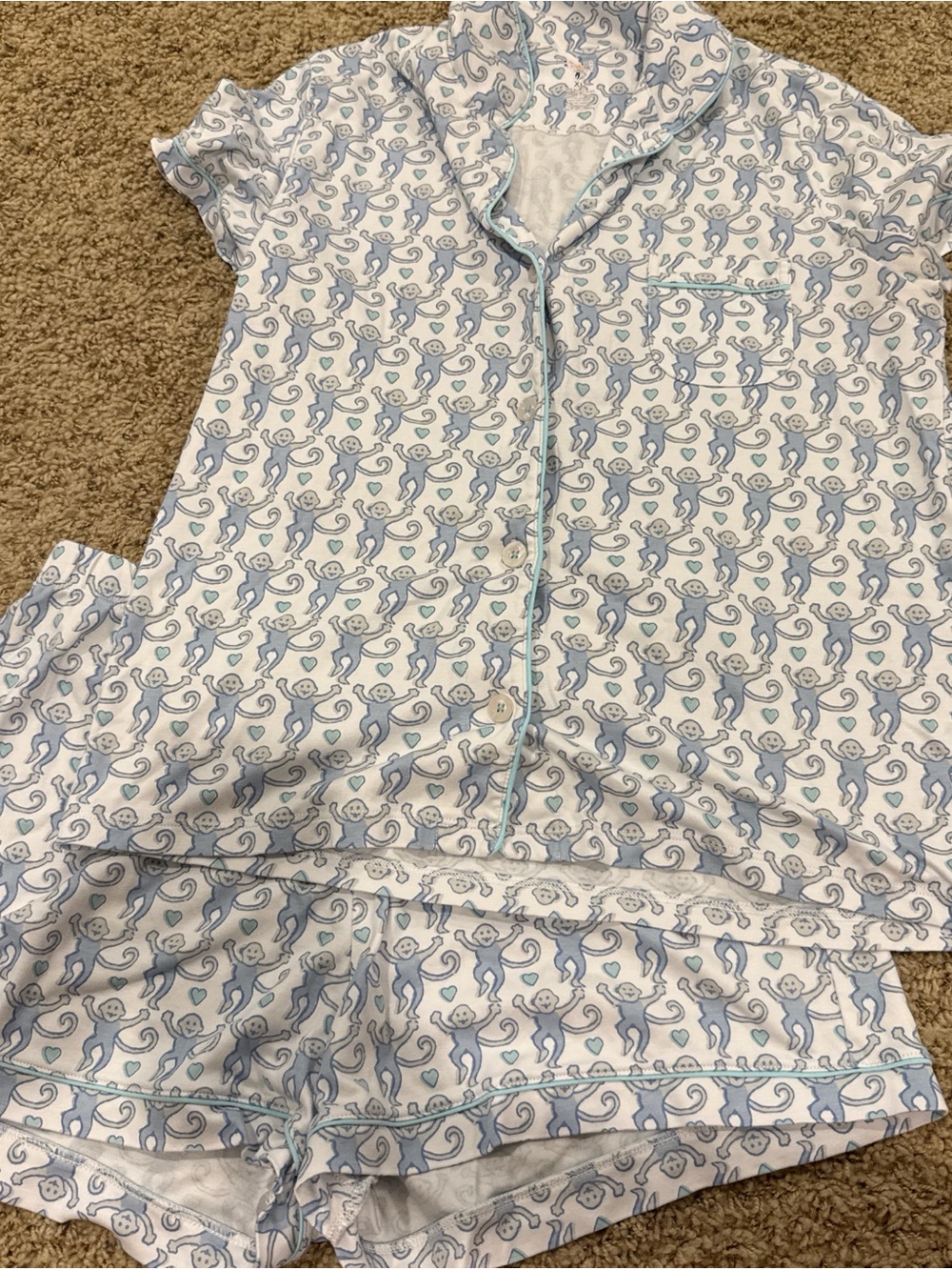 Roller rabbit lovely monkey light blue pajamas size XL